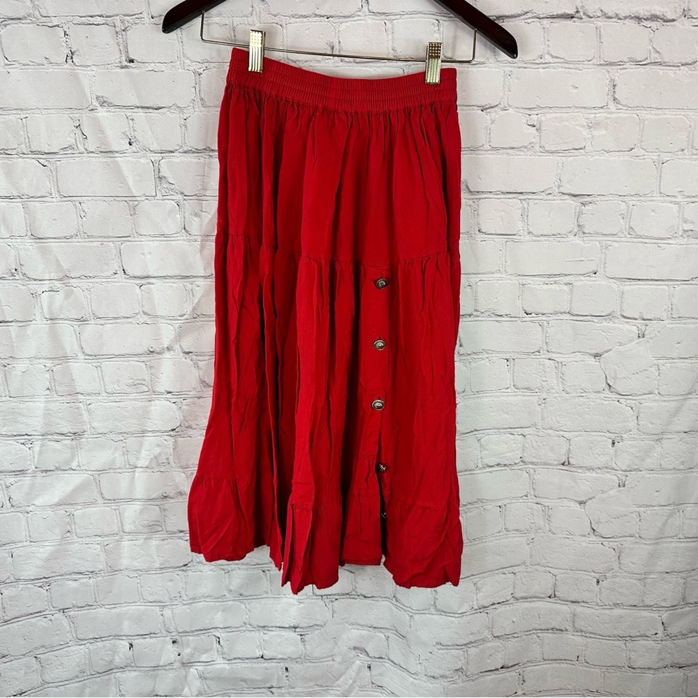 ozark mountain tiered midi Skirt a-line western womens S broomstick festival